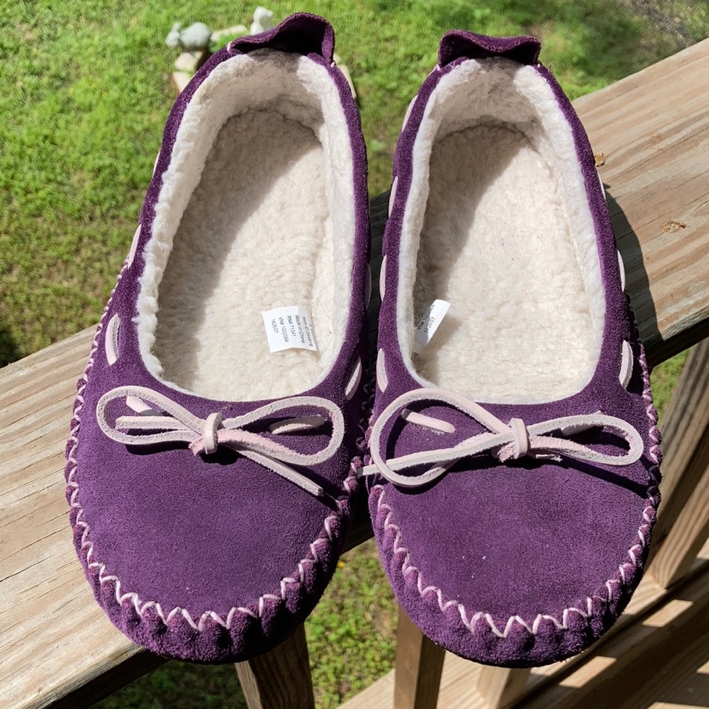 LL BEAN vintage purple moccasin slipper shoes